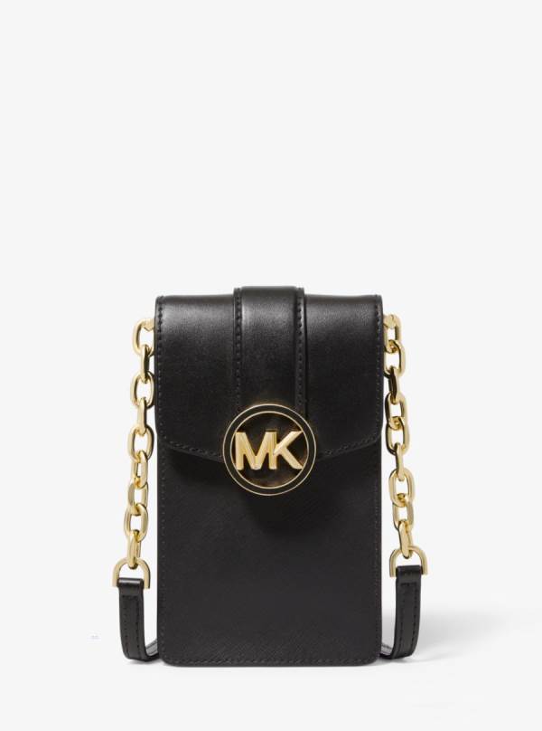 Damske Crossbody Kabelka Michael Kors Carmen Small Faux Leather Phone Čierne - Kabelky Michael Kors Obchod | YRMZI-3527